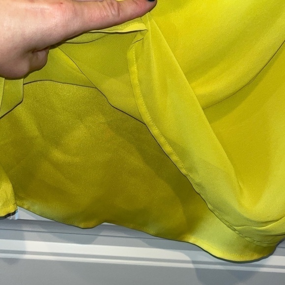 Bright bold lemon yellow tunic dress-metallic Art Deco neckline size small - Picture 6 of 8